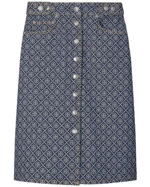 Tory Burch Flared Buttoned Skirt - Blue