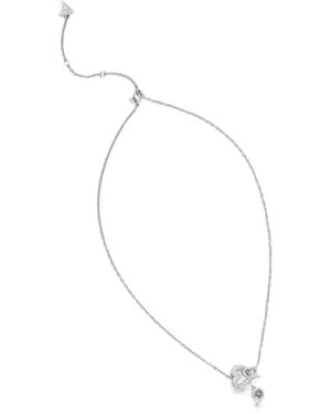 Guess Love Bites Crystal-Embellished Heart Necklace - White