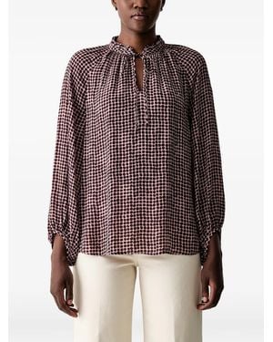 Marc O' Polo Geometric-Print Ruffled Blouse - Red