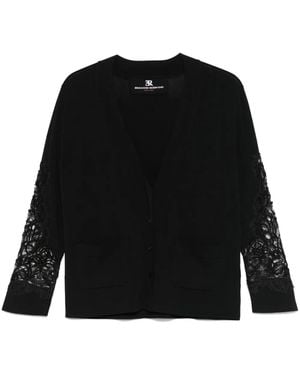 Ermanno Scervino レースパネル カーディガン - ブラック