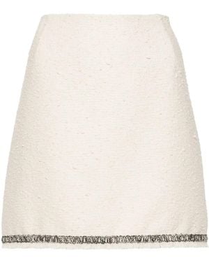 Moncler Contrasting-Trim Tweed Miniskirt - Natural