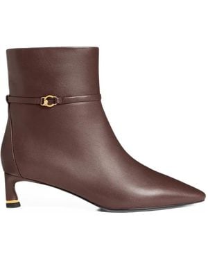 Coccinelle C-Lock Logo-Plaque Pointed-Toe Ankle Boots - Brown