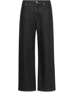 Max Mara Button-Up Wide-Leg Jeans - Black