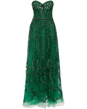 Zuhair Murad Bead-Embroidered Corset Gown - Green