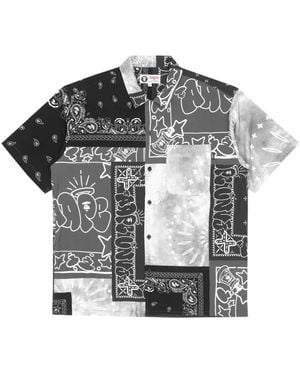 Aape By A Bathing Ape Moonface Bandana-Print Shirt - Gray