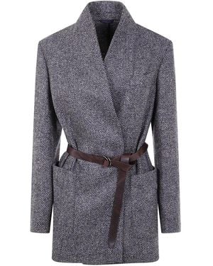 Brunello Cucinelli Belted Suit-Type Jacket - Grey