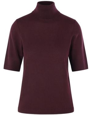 Allude Short-Sleeve Roll-Neck Sweater - Red
