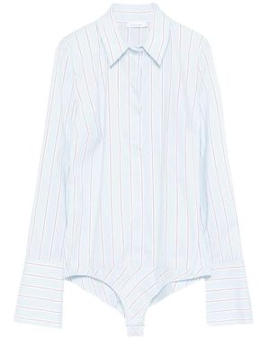 Patrizia Pepe Striped Cotton Bodysuit - White