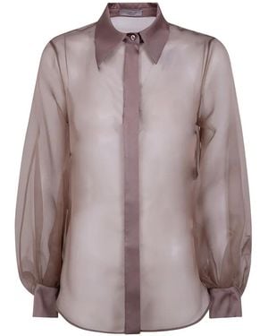 D.exterior Puff-Sleeves Shirt - Brown