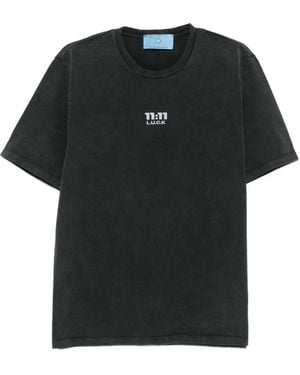 11 11 L.U.C.K. Logo-Print T-Shirt - Black