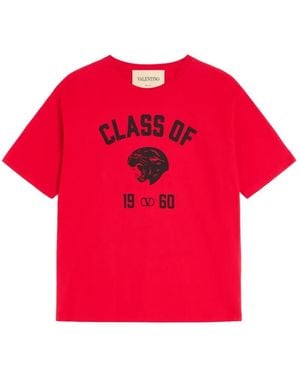 Valentino Garavani Cotton T-Shirt With Panther Print - Pink