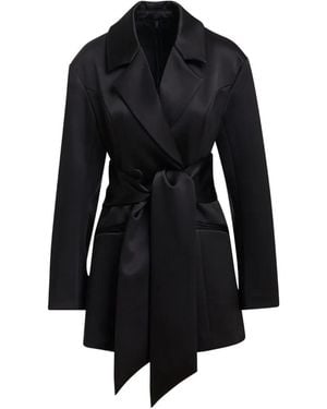 Essentiel Antwerp Robe Courte Kassidy Évasée À Boutonnière Croisée Et Effet Satiné - Black