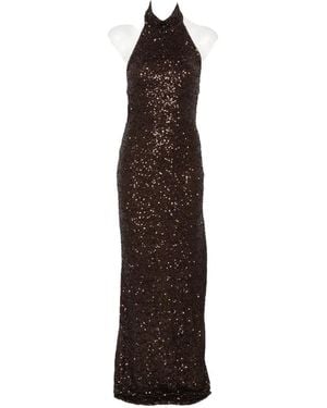 Nissa Sequin-Embellished Halterneck Maxi Dress - White