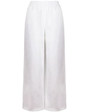 GIOVANNI PARIS Elasticated-Waist Wide-Leg Trousers - White