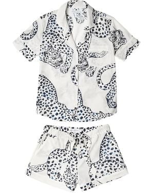 Desmond & Dempsey Short Sleeve Printed Pyjamas - White