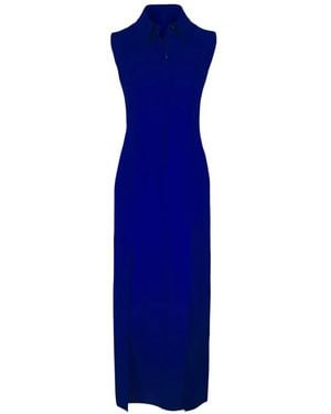 Akris Sleeveless Side-Slit Midi Dress - Blue