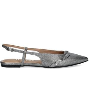 Guess Metallic-Effect Slingback Ballet Flats - White