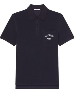 Givenchy Logo-Embroidered Patch-Pocket Polo Top - Blue