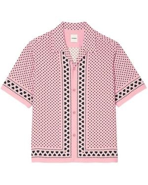 Sandro Heart Motif Flowing Shirt - Pink