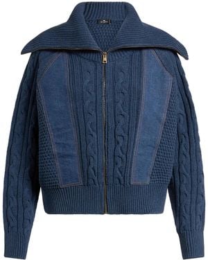 Etro パネル カーディガン - ブルー