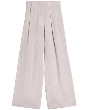 Momoní Pantalones Palazzo Aspen De Lino - Blanco
