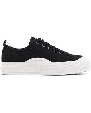 KARL LAGERFELD Monogram-Jacquard Platform Trainers - White