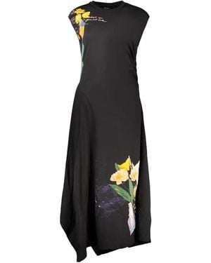 Desigual Floral-Print Asymmetric Midi Dress - Black