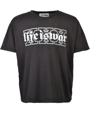 lifeiswar Logo-Print Boxy-Fit T-Shirt - Black