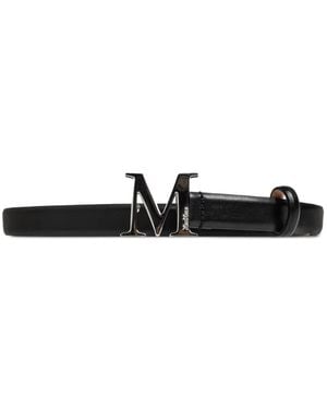 Max Mara Logo-Plaque Leather Belt - Black