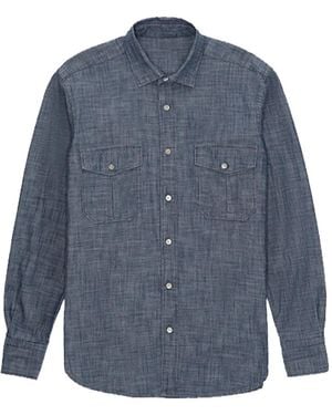 Fortela Sheep Front-Pockets Shirt - Blue