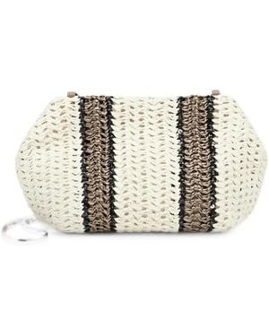 Brunello Cucinelli Striped Shoulder Bag - White