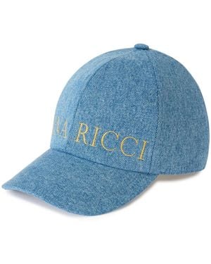 Nina Ricci Logo-Embroidered Denim Cap - Blue