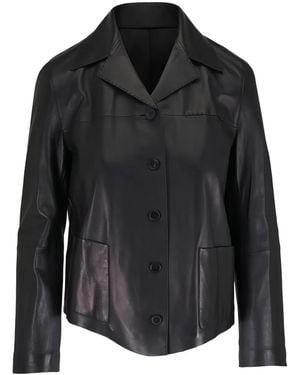 Lafayette 148 New York Button-Fastening Leather Jacket - Black