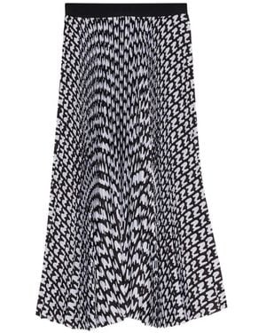 MSGM Printed Midi Pleated Skirt - White