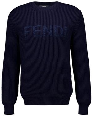 Fendi Pullover Mit Logo-Stickerei - Blau