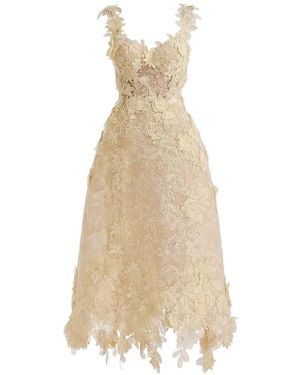 Gemy Maalouf 3D Floral-Appliqué Cage Dress - White