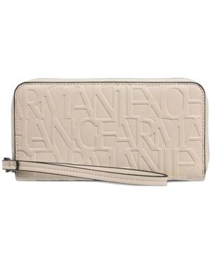 ARMANI EXCHANGE Logo-Motif Zip-Around Wallet - Natural