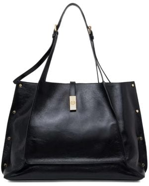 Pollini Austin Stud-Embellished Leather Shoulder Bag - Black