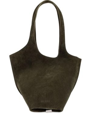 The Attico Medium La Scoop Suede Top-Handle Tote Bag - Black