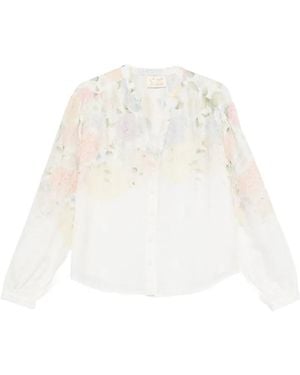 MC2 Saint Barth Liona Floral-Print Long-Sleeve Blouse - White