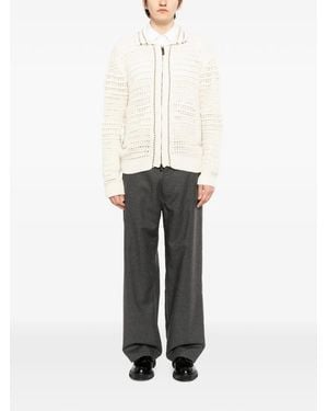 Canali Zip Knitted Cardigan - White