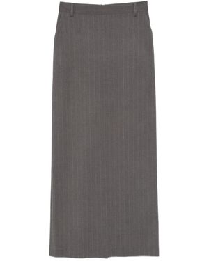 THE NINA STUDIO Pinstripe Maxi Skirt - Grey