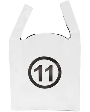 Maison Margiela Sac Cabas En Cuir À Logo Imprimé - White