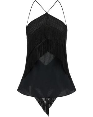 ANDAMANE Reina Fringe-Trimmed Top - Black