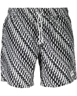 KARL LAGERFELD Logo-Print Drawstring Swim Shorts - White