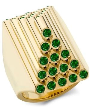 Pragnell 18Kt Pyramid Sculptural Emerald Cocktail Ring - Green
