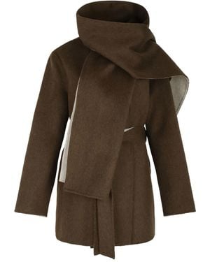 P.A.R.O.S.H. Scarf-Detail Belted Coat - Brown