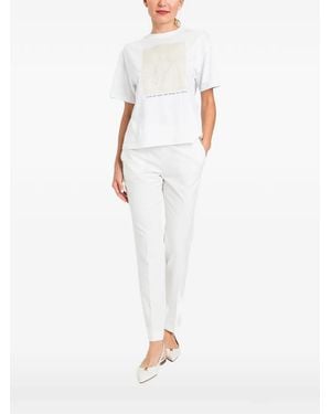 Twinset Floral-Embroidered Graphic-Print T-Shirt - White