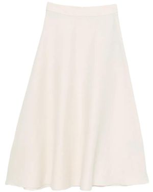 Luisa Cerano Floral-Appliqué Mesh Midi Skirt - White