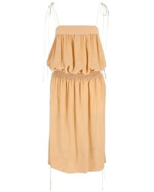 Saint Laurent Silk Ballon Midi Dress - White